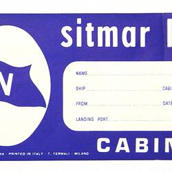 Baggage Label - Sitmar Line "Cabin" (blue)