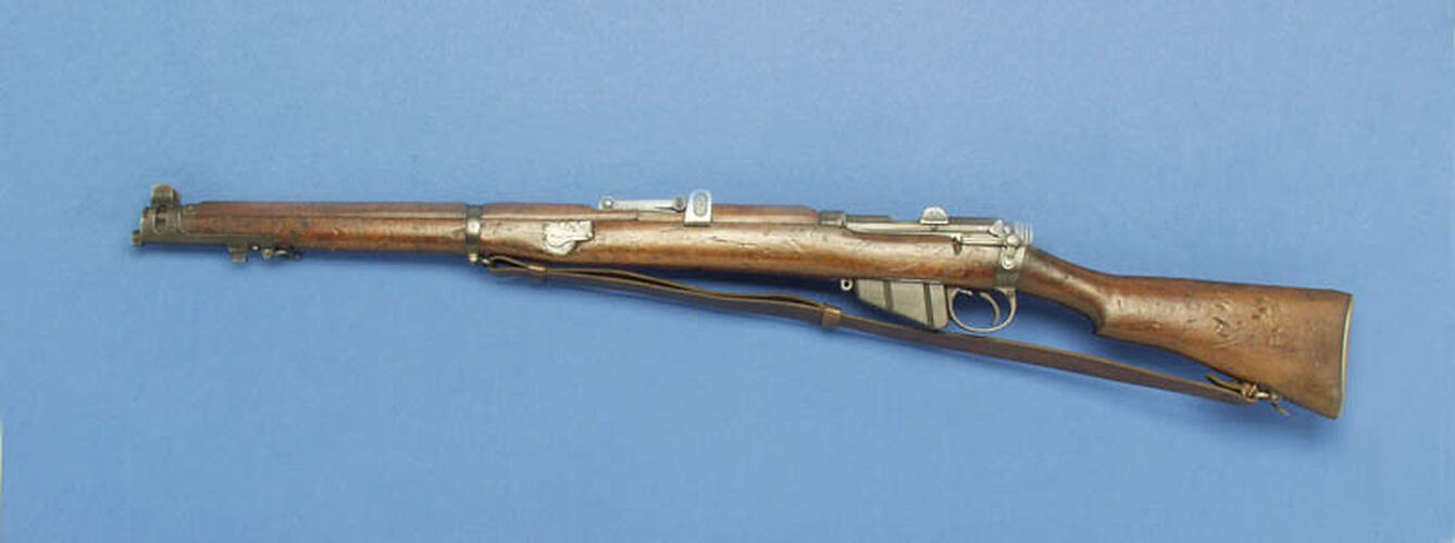 Side view of rifle.