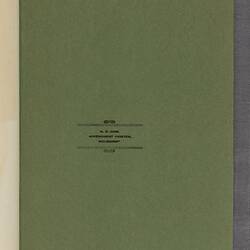 Inside of back green cover of pamphlet. Black printed text.