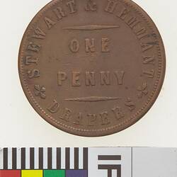 Token - 1 Penny, Stewart & Hemmant, Drapers, Brisbane & Rockhampton, Queensland, Australia, circa 1863
