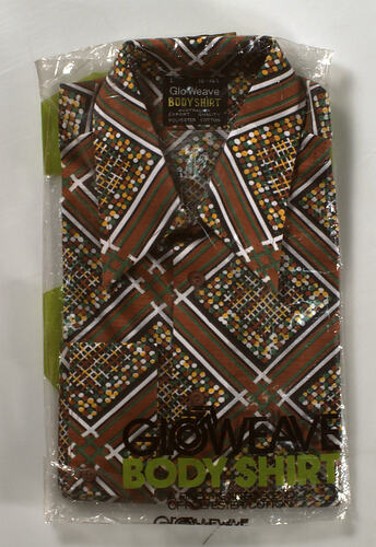 Shirt - Brown with Multicoloured Geometric Pattern