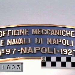 Locomotive Builders Plate - Officine Meccaniche E Navali Di Napoli, Naples, Italy, 1927