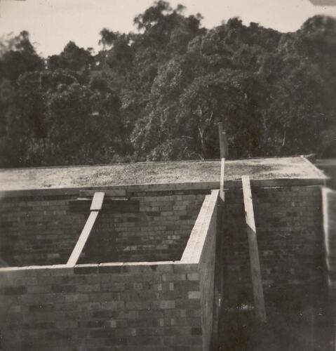 Digital Photograph - View of the Slab & Foundations for the Garage, House Building Site, Greensborough, circa 1958