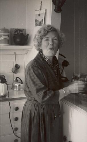 Digital Photograph - Woman in Kitchen, Ivanhoe, 1957