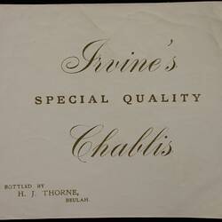 Wine Label - Great Western Winery, Chablis, 'Special Quality', 1888-1918
