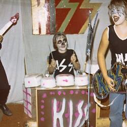 Four Boys in KISS Band Costume Performing to KISS Music, Notting Hill, 1976
