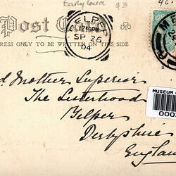 Postcard - Southern Facade, Exhibition Building, Robert Jolley, Melbourne, 1904 (Reverse