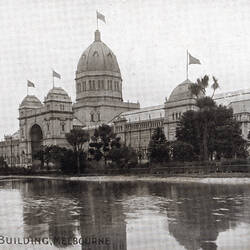 Postcard - Southern Facade, Exhibition Building, Kookaburra Series, Melbourne, circa 1910