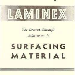 Trade Literature - Laminex Pty Ltd, Laminated Wood Products, 1950, Front Cover