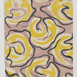 Artwork - Design for Textiles, Abstract Pattern, Mustard, Pink & Black, circa 1950s