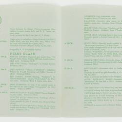 Two pages of a leaflet printed in green.