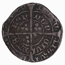 Coin, round, long cross pattee divides legend, three pellets in each angle; text around.