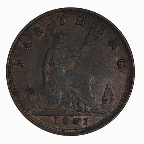 Coin - Farthing, Queen Victoria, Great Britain, 1881 (Reverse)