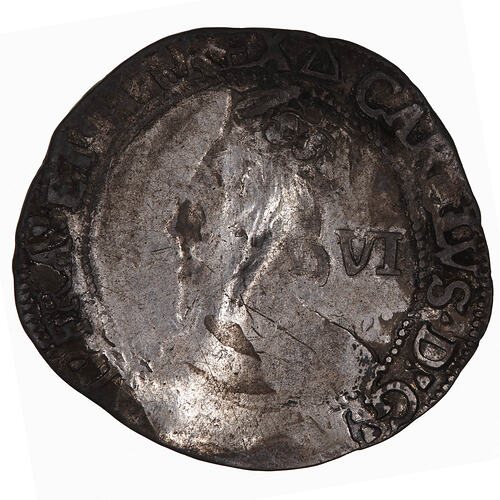 Coin - Sixpence, Charles I, Great Britain, 1639-1640 (Obverse)