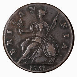 Coin - Halfpenny, George II, Great Britain, 1751 (Reverse)