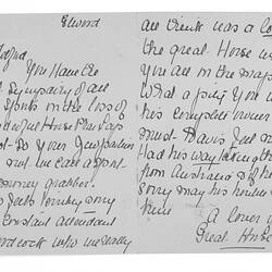 Letter - Unknown to Telford, Phar Lap's Death, 1932