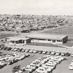 Photograph - Kodak, Aerial View of Car Park and Main Entrance, Kodak Factory, Coburg, circa 1961