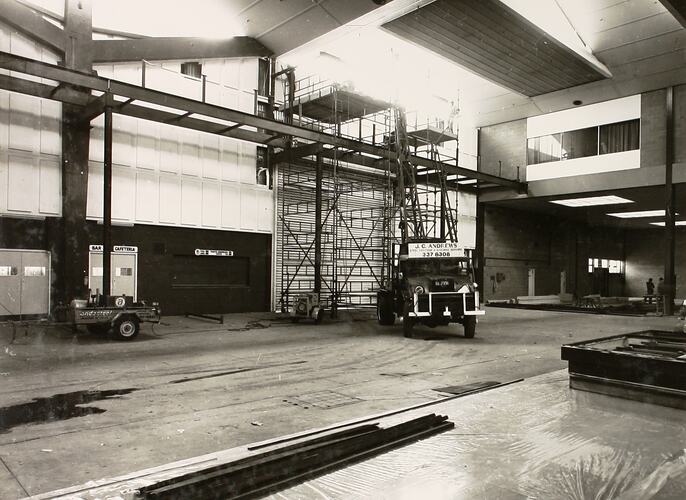 Photograph - Construction of Aerial Link to Convention Centre, Exhibition Building, Melbourne, 1977