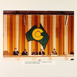 Photograph - Commonwealth Heads of Government Meeting, Media Theatre, Western Anenxe, Royal Exhibition Building, Melbourne, 30 Sep-7 Oct 1981