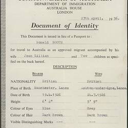 Typewritten and signed identity document.