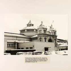 Photograph - Central entrance eastern annexe, Royale Ballroom and "The Mews", Exhibition Building, Melbourne, 1971.