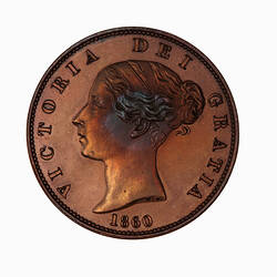 Proof Coin - Halfpenny, Queen Victoria, Great Britain, 1860 (Obverse)
