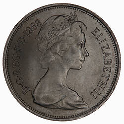 Coin - 10 New Pence, Elizabeth II, Great Britain, 1968 (Obverse)