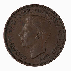 Coin - Farthing, George VI, Great Britain, 1941 (Obverse)