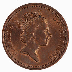 Coin - 1 Penny, Elizabeth II, Great Britain, 1986 (Obverse)
