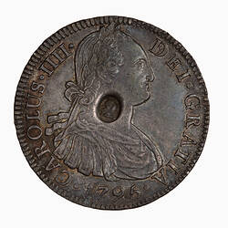 Coin - Emergency Dollar, George III (oval stamp), Great Britain, 1797-1804 (Obverse)