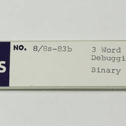 Paper Tape - DECUS, '8/8s-83b 3 Word Combined Debugging Package, Binary', circa 1968