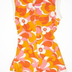 Orange, pink and white floral terry towelling jumpsuit.