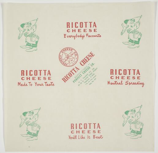 Wrapper - Perfect Cheese Co., Ricotta Cheese, circa 1950s