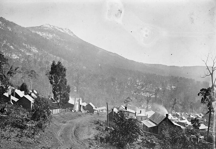 Mountainous view of township.