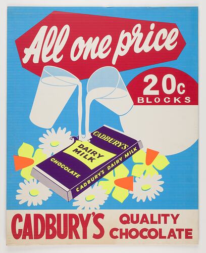 Promotional sign for Cadbury Chocolate.