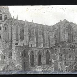 Postcard - Damaged Cathedral, World War I, 3 Jul 1918
