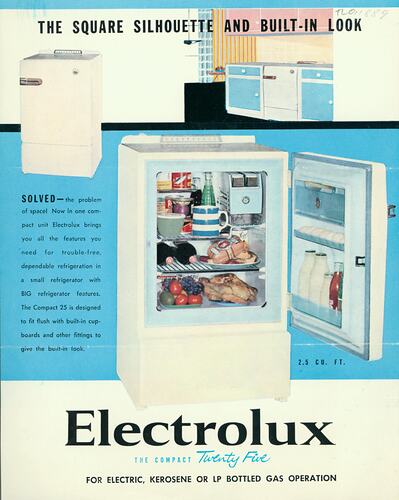 Advertising flyer for Electrolux refrigerator.