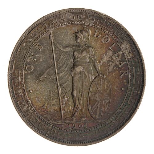 Coin - 1 Dollar, Malaysia, 1901