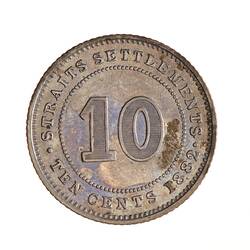 Coin - 10 Cents, Straits Settlements, 1882