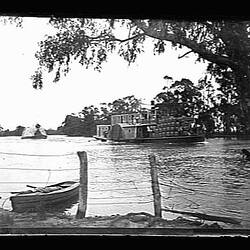 Glass Negative - PS Trafalgar with Wool Barge in Tow on Murray River, by A.J. Campbell, New South Wales, Nov 1892
