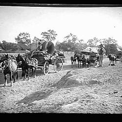 Glass Negative - Two Horsedrawn Wagons, by A.J. Campbell, Echuca District, Victoria, 1894
