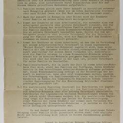 Information Sheet - Assisted Migrant Accommodation Arrangements, Guenter Schneider, 1954