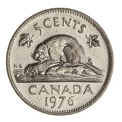 Coin - 5 Cents, Canada, 1976
