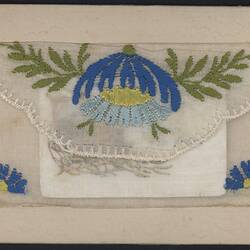 Postcard - Andy to Mother & Jess, Embroidered, France, World War I, 1914-1918