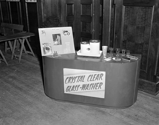 Crystal Clear Glass-Washer' Exhibit Stand, South Melbourne Town Hall, South Melbourne, Victoria, 1953