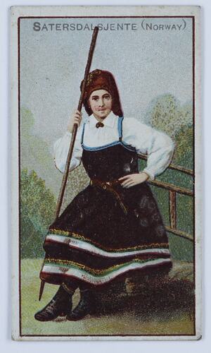 Card - National Costume, Satersdalsjente (Norway) Female, circa 1900