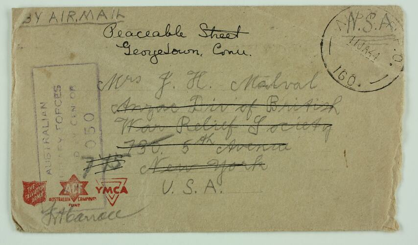 Letter & Envelope - Albert James Smith, to Margaret Malval, Thank You, 10 Jan 1944