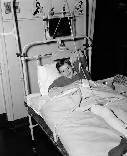 Boy in Hospital Bed, Royal Children's Hospital, Melbourne, Victoria, 1956