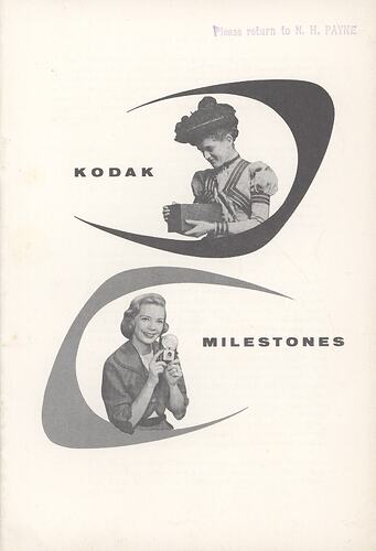 Booklet - Eastman Kodak Company, 'Kodak Milestones', New York, circa 1960