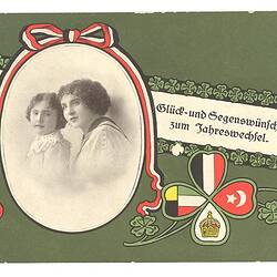 Postcard - Portrait of Girl & Woman, from Res. R. Wittler, German, World War I, 25 Dec 1916